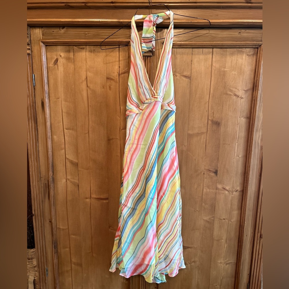 BCBGMaxAzaria silk halter dress